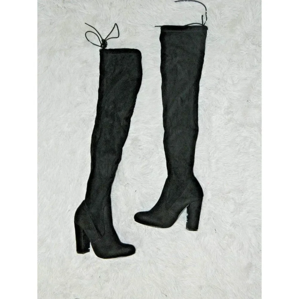 Lulu's Boots So Much Yes‎ Black Suede Over the Knee Boots